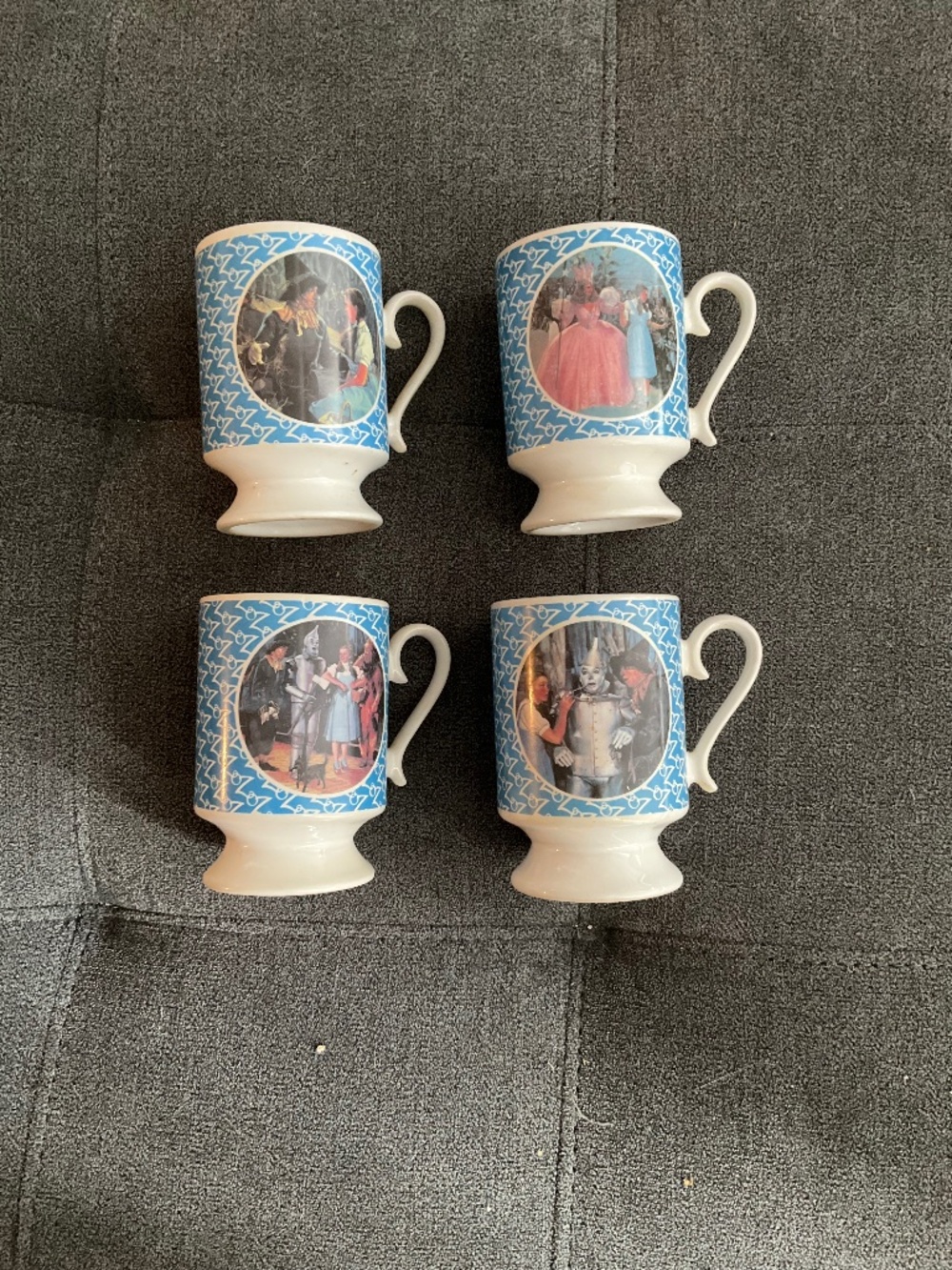 EUC 1990 Hamilton Gifts Wizard of Oz Pedestal Mugs Lot of 4